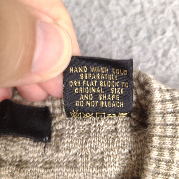 Vintage Bachrach Sweater Mens Large Brown Beige Cosby Style V-Neck Made In Italy - Picture 5 of 14